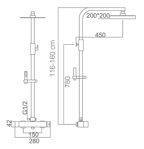 Душова система з виливом Imex Fiyi хром BDF016-B, Хром - фото 3