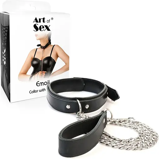Нашийник з повідцем з екошкіри Art of Sex - Leash and Collar Emoji - фото 3