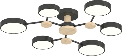 Потолочный светильник XI3313-6 Чорний+Дерево