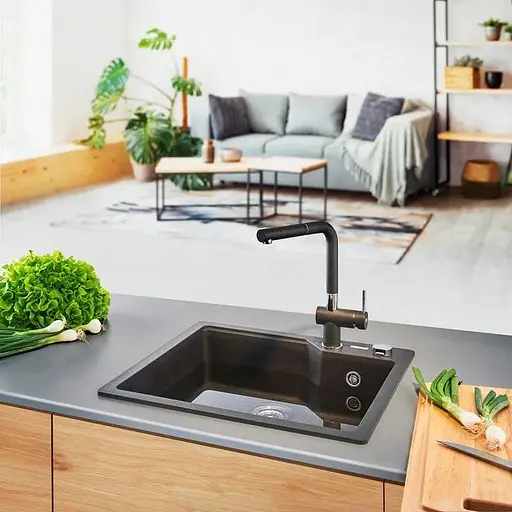 Кухонная мойка Franke Urban, фрагранит, прямоугольник, без крыльев, 503х425х230мм, чаша - 1, врезная, UBG 610-56, черный матовый - фото 2