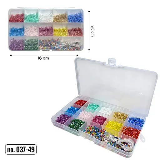 Набор бисера для создания украшений Bambi 037-49 в боксе, леска в комплекте - фото 2