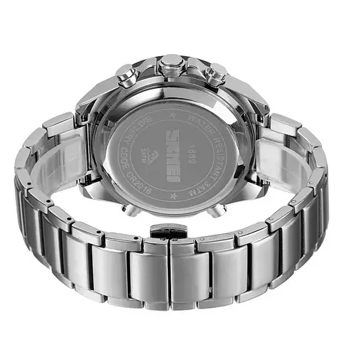 Мужские часы Skmei 1889 на браслете (Серебристые с черным циферблатом) - фото 5