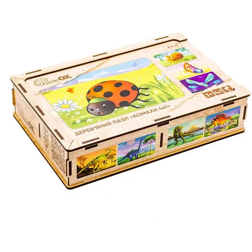 Дерев’яний дитячий пазл PuzzleOK 4 в 1 Комахи 80 елементів Puz-59557