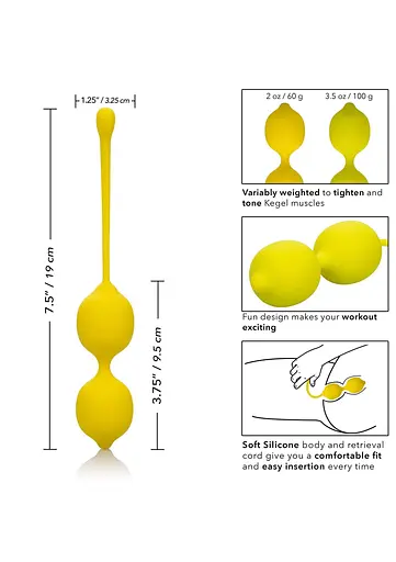 Вагінальні кульки CalExotics Kegel Training Set Lemon, 19 см, жовтий - фото 5
