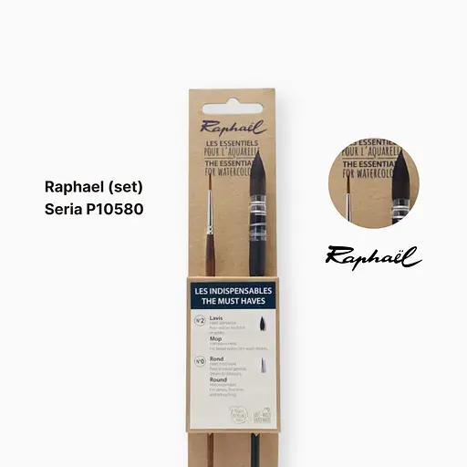 Набор основных круглых кистей для акварели Raphael, 2 шт, круглые - фото 2