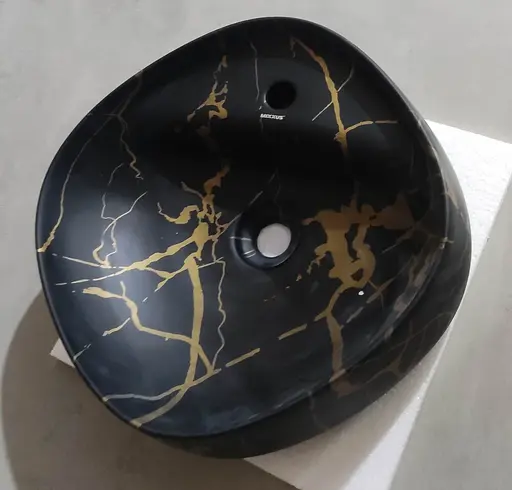 Умивальник накладний Mixxus Premium Wave-0201 marble 430x430x150 мм з отвором під змішувач MP6536, Мармур - фото 7