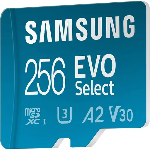 Карта памяти Samsung MicroSDXC 256GB UHS-I U3 Class 10 V30 A2 EVO Select + SD Adapter (MB-ME256KA) (107645) - фото 4