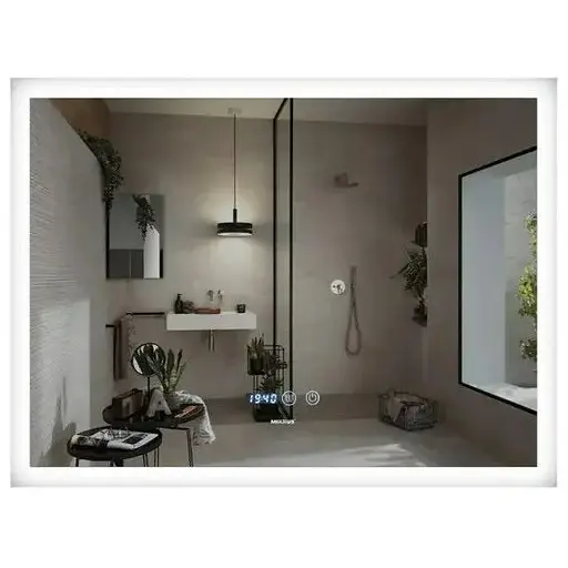 Зеркало Mixxus FLAT MR04-80x60 с LED Touch, Anti-fog, димером, регулировкой яркости, часами (MI6928) - фото 1