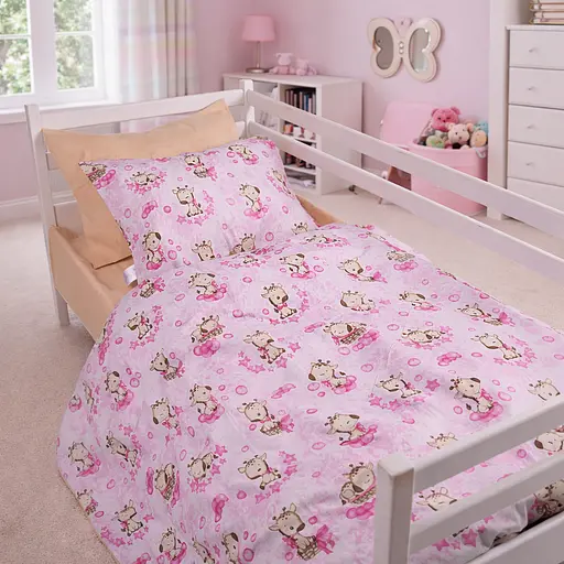 Комплект постільної білизни MirSon бязь Tiny Giraffes pink 110x140 см (2200012572641) - фото 1