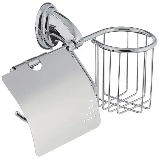 Держатель туалетной бумаги Zerix LR1503-1 с крышкой и корзиной LL1494 Хром - фото 1