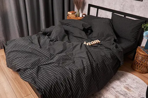 Пододеяльник Moon&Star Бязь Gold Люкс Gray Stripe Двуспальный 175x210 см - фото 5