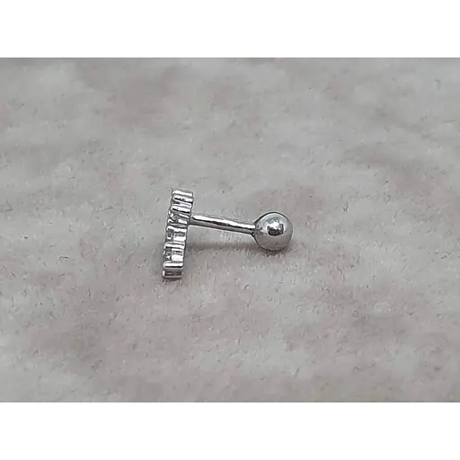 Серебряная серьга для пирсинга хеликса Ирий Крестик с фианитами. 40102ШТ - фото 4