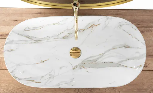 Умивальник Rea Cleo 81 накладний білий/мармур REA-U8404, Мармур - фото 5