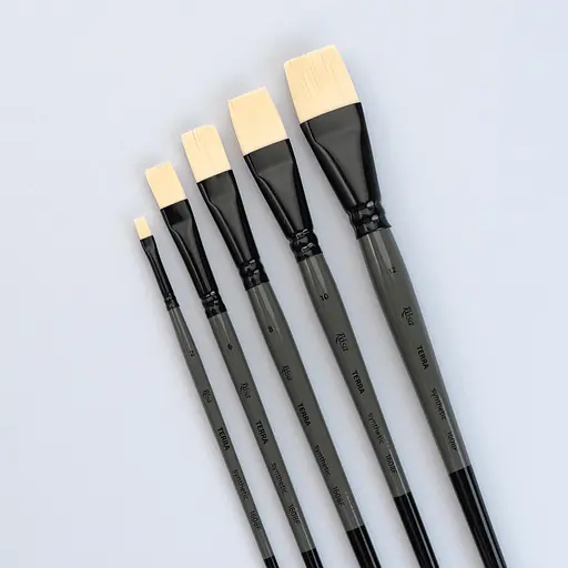 Пензель синтетика плоска TERRA 1608F №0 довга ручка Rosa - фото 2