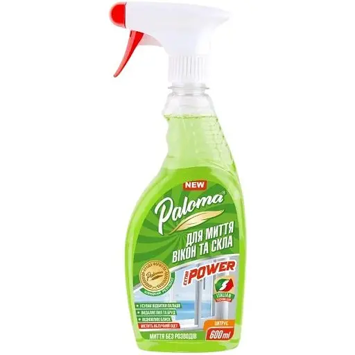 Очиститель для стекла и зеркал Paloma Extra Power с яблочным уксусом 600мл(PE50410)
