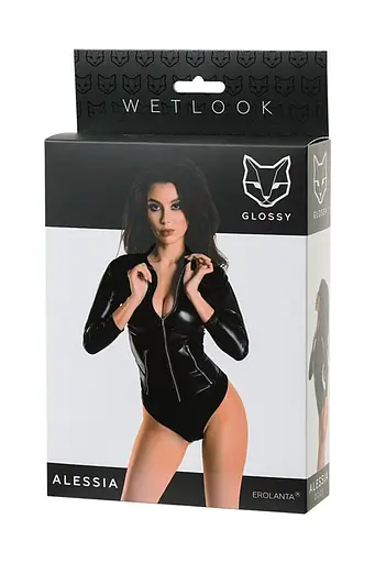 Боді Glossy Alessia Wetlook S чорний - фото 6