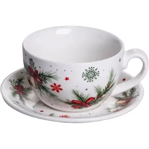 Чашка с блюдцем Christmas Tree из фарфора 300 мл Yiwu SG-32-5