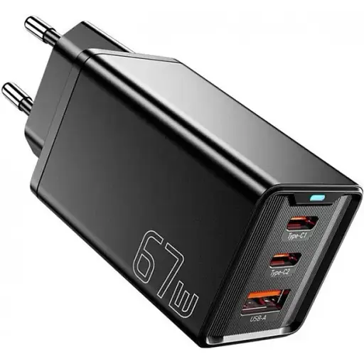 Зарядний пристрій EssagerKolsang 67w GaN Travel Charger 3 порти 2C + A чорний - фото 1