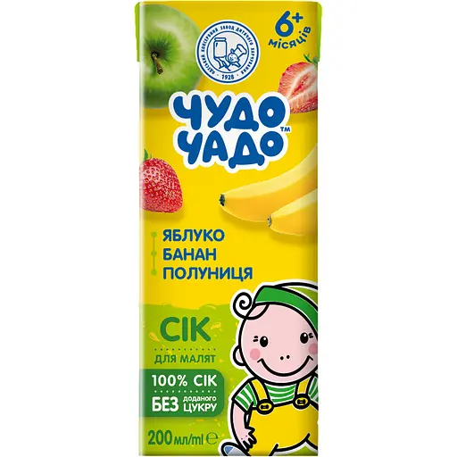 Сік Чудо-Чадо slim з яблук, бананів та полуниці 200 мл - фото 1