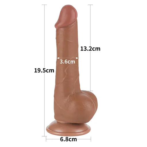 Фалоімітатор Lovetoy Sliding-Skin Dual Layer Dong 7.5'' 19.5 см (коричневий) - фото 7