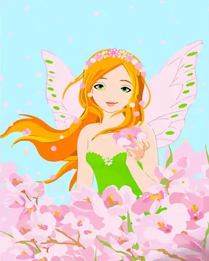 Набір для розпису по номерах Фея у рожевих квітах, Strateg, 30x40 см, SS6699