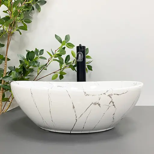 Умивальник VBI Parma white stone glossy накладний VBI-011017, Мармур - фото 4