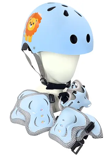 Комплект дитячий шолом та захист Yongkang GB24429-2009 S (5-9 р) блакитний лев (G0001885) - фото 1