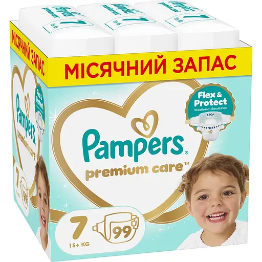 Подгузники Pampers Premium Care Размер 7 (15+ кг) 99 шт. - фото 1