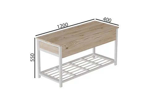 Банкетка з ящиком Ferrum-decor Дрейк 2 550x1200x400 метал Білий ДСП Дуб Сан-Марино 16 мм (FRD-103074) - фото 2