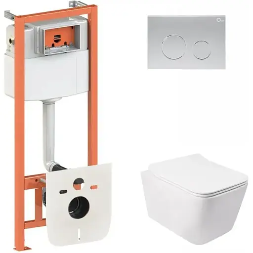 Набір Q-tap інсталяція 3 в 1 Nest QT0133M425 з панеллю змиву круглою QT0111M11111SAT + унітаз з сидінням Crow QT05335170W - фото 1