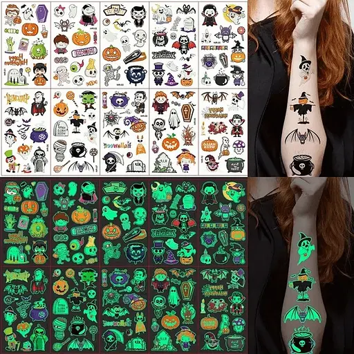 Набор детских временных татуировок "Halloween glow" Fresh Tattoo kids-tatto-halloween-glow-set-1 - фото 1