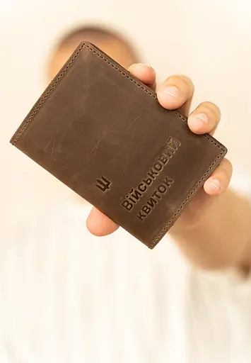 Кожаная обложка для военного билета 7.3 темно-коричневый Crazy Horse - фото 2