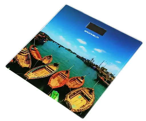 Напольные электронные весы бытовые Grunhelm BES-BOA стеклянные весы Морской причал 180 кг - фото 6