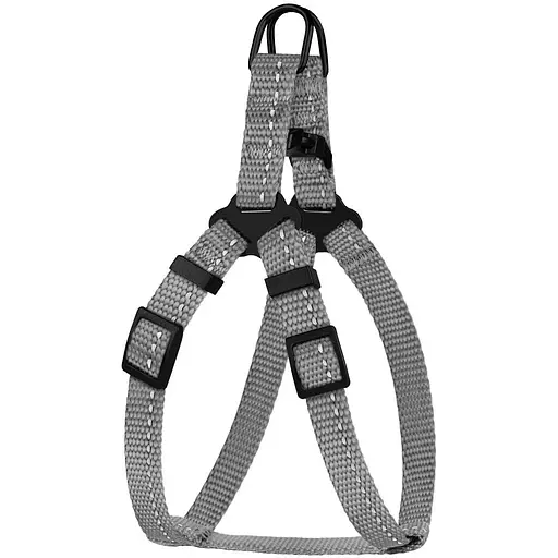 Шлея для собак Barksi Active світловідбивна (обхват грудей 24-30 см ширина 1 см) сіра - фото 3