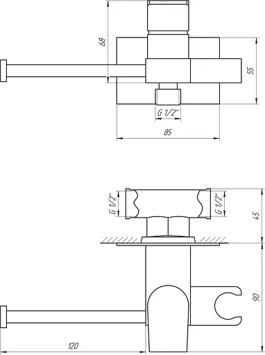 Набір гігієнічного душа прихованого монтажу Globus Lux GLN-4-106MIX, Хром - фото 5