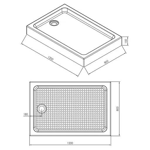 Душевой поддон Imprese 120x80x15 см прямоугольный,в комплекте с сифоном s0941280S белый - фото 2