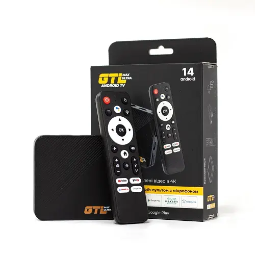 ТВ-приставка GTL Max Ultra, Black, Allwinner H313 (4 ядра), 2Gb, 16Gb, WiFi 6 / Bluetooth, RJ45, 2xUSB 2.0, microSD, Android 14, пульт ДУ с голосовым управлением - фото 2