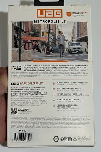 Оригінальний протиударний чохол UAG Metropolis LT MagSafe для iPhone 16 Pro Max Kevlar Black - фото 3