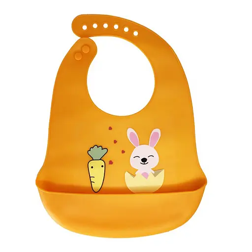 Слинявчик силіконовий "Зайка" Mega Zayka MGZ-0611(Orange) з кишенею - фото 1