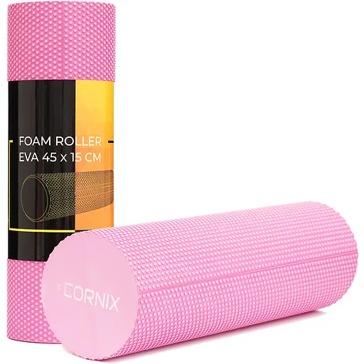 Масажний ролик Cornix EVA+ 45 x 15 см (валик, ролер) XR-0303 Pink - фото 1