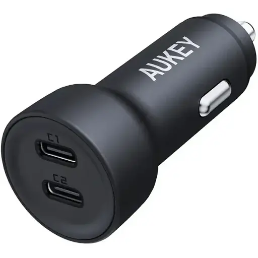 Автозарядне 2 порти USB-C Aukey 65 W 2C (CC-Y23) чорне - фото 1