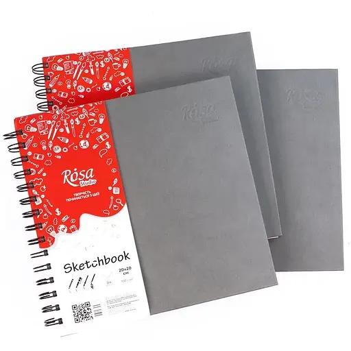 Блокнот для рисунка Rosa Studio на спирали 20х20см 100г/м2 84л серый - фото 4