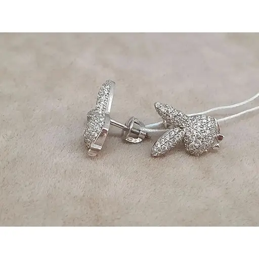 Серебряные серьги-пуссеты ПЛЕЙБОЙ. 2468/9Р-CZ - фото 2