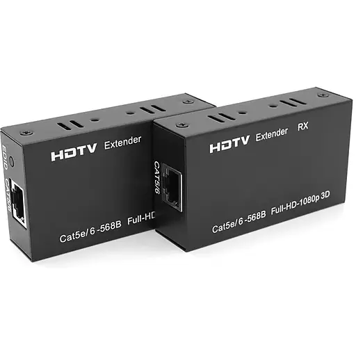 Одноканальный активный удлинитель HDMI сигнала кабелем UTP. Дальность передачи: до 60 метров, cat5e/cat6e 1080P/3D, Black