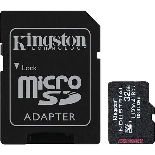 Карта памяти Kingston 32GB microSDHC Industrial C10 A1 pSL C Card + SD Adapter SDCIT2/32GB (SDCIT2/32GB) - фото 1