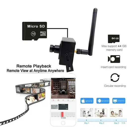 Мини wifi камера с датчиком движения и микрофоном Jienuo 407SW, 2 мегапикселя HD1080P, металлическая - фото 5
