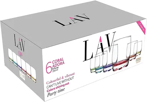 Набір склянок із 6 шт для шампанського lav Stemless Glass - Кольорові келихи для пиття, коктейлів, води - Кришталеві скляні келихи - фото 2