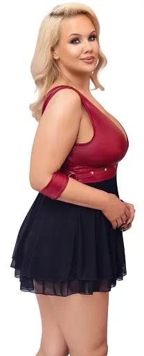 Сорочка Cottelli Collection Bondage Plus Babydoll 3XL черный с красным - фото 4