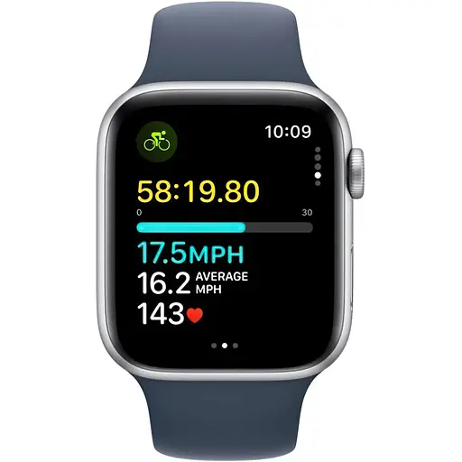 Смарт-часы Apple Watch SE 2 GPS 40mm Silver Aluminium Case with Storm Blue Sport Band M/L MRE23 - фото 2