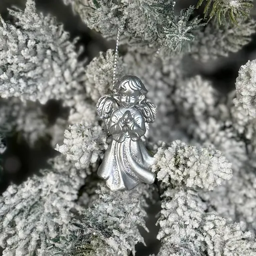 Новорічна підвіска MIS LT Янгол молиться 3х2х6 см срібний - фото 2